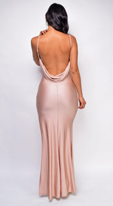 Bryn Dusty Pink Drape Low Black Gown